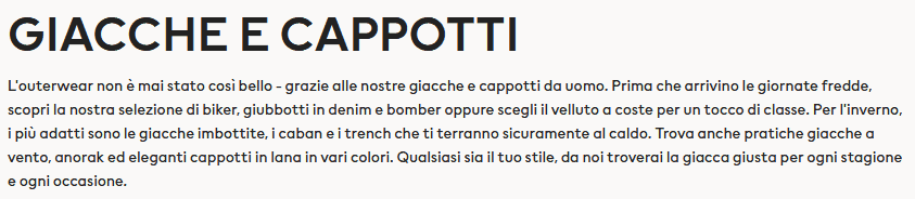 Pagina di categoria ecommerce: titolo e descrizione