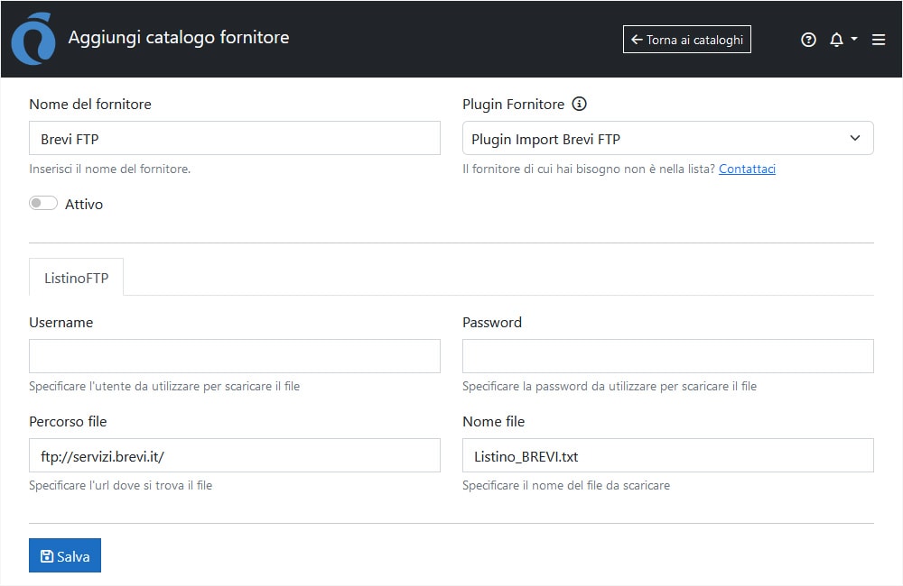 Configurazione Brevi ImporterONE Configurazione Brevi ImporterONE