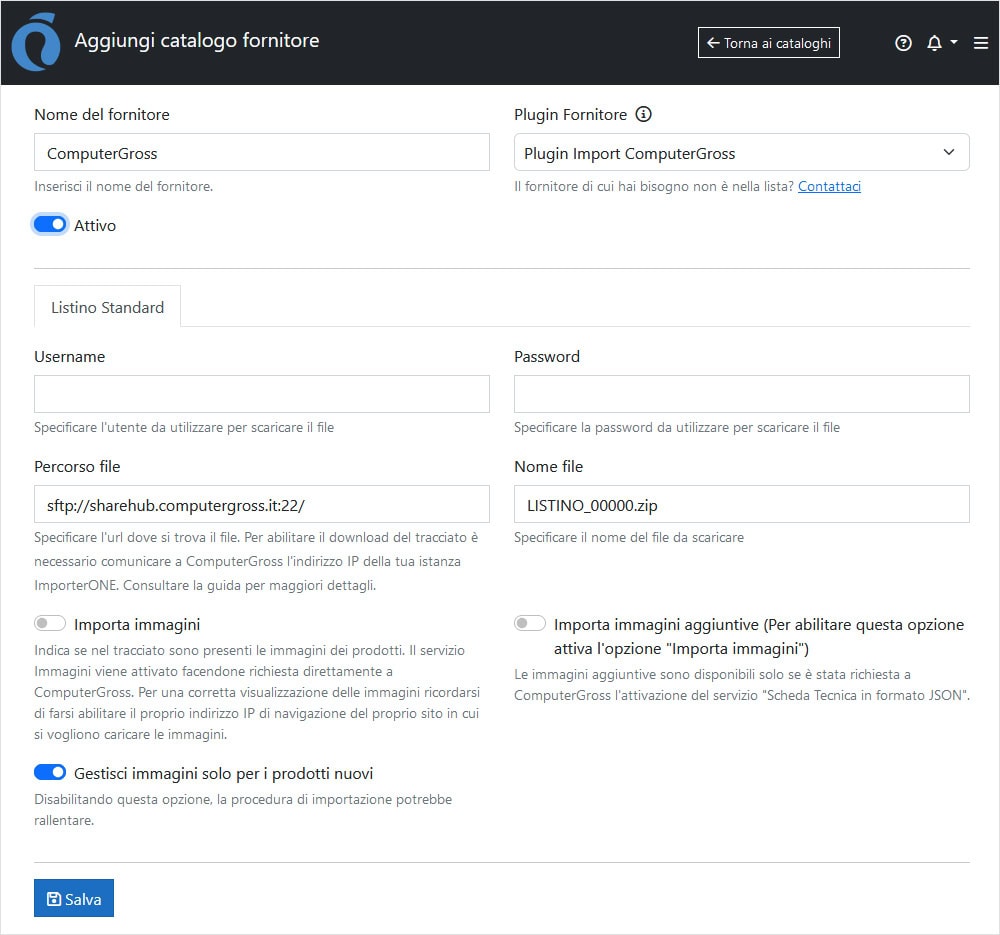 Configurazione Computer Gross ImporterONE Configurazione Computer Gross ImporterONE