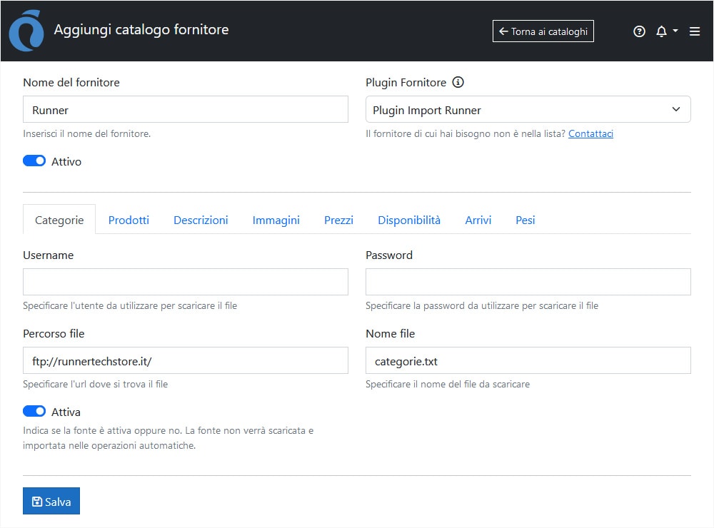 Configurazione Runner ImporterONE Configurazione Runner ImporterONE