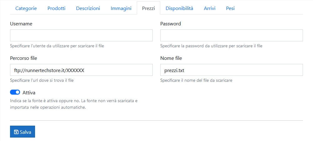 Configurazione Runner ImporterONE Configurazione Runner ImporterONE