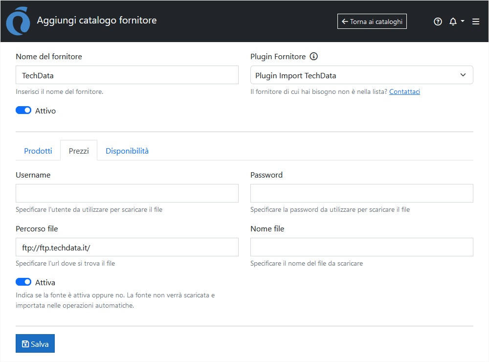Configurazione TechData ImporterONE Configurazione TechData ImporterONE