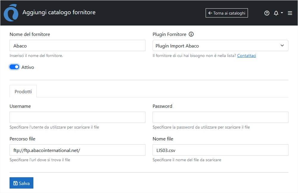 Configurazione Abaco ImporterONE Configurazione Abaco ImporterONE