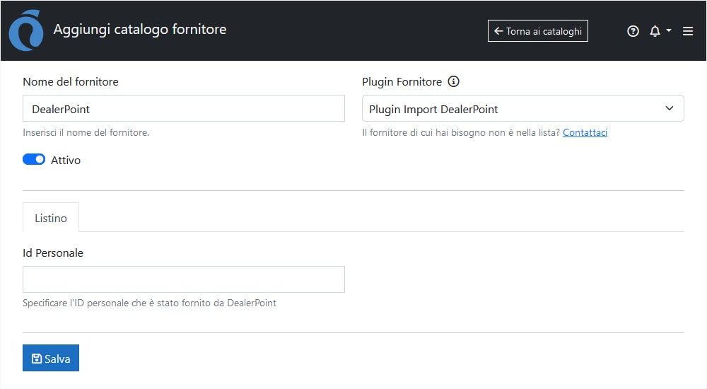 Configurazione DealerPoint ImporterONE Configurazione DealerPoint ImporterONE