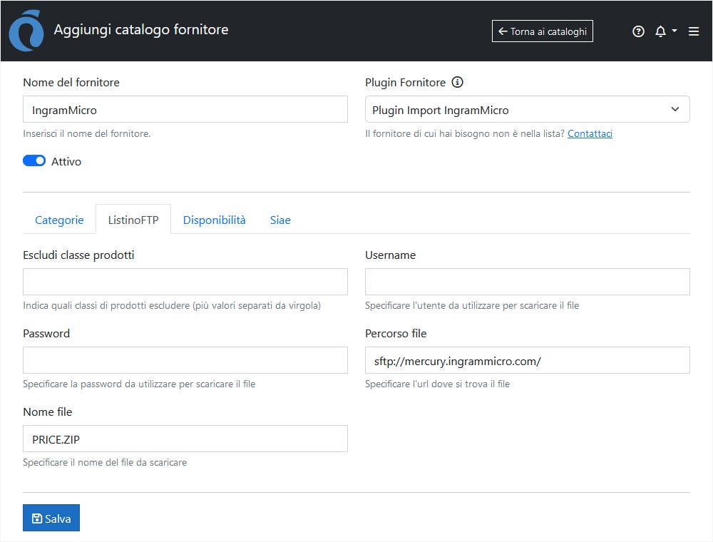 Configurazione IngramMicro ImporterONE Configurazione IngramMicro ImporterONE