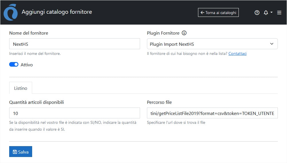 Configurazione NextHS ImporterONE Configurazione NextHS ImporterONE
