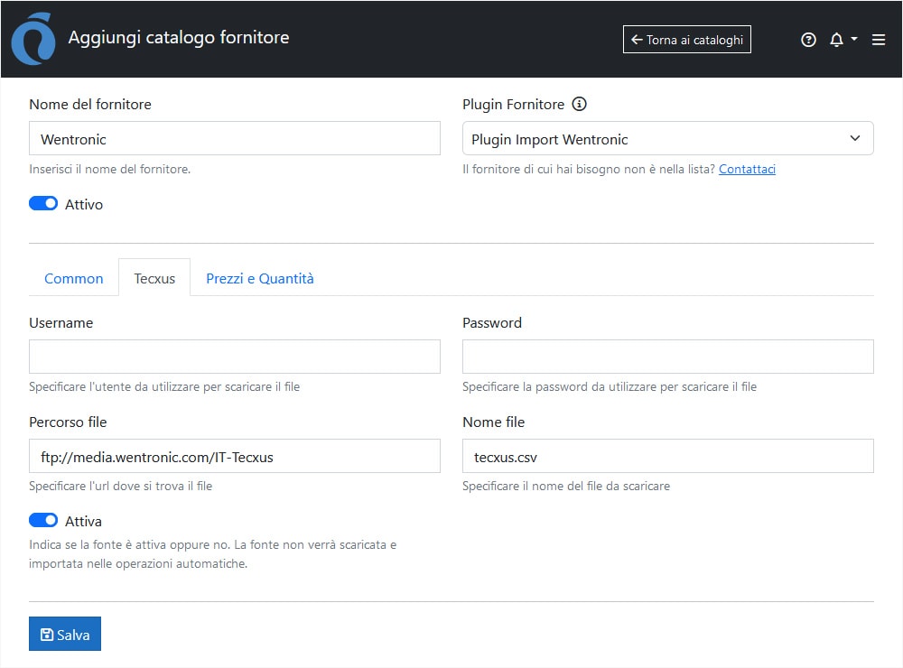 Configurazione Wentronic ImporterONE Configurazione Wentronic ImporterONE