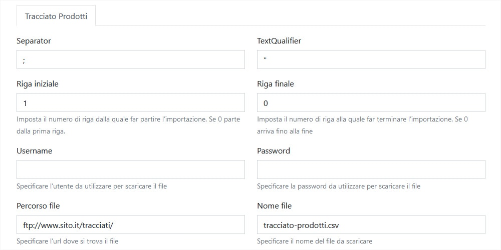 Configurazione Plugin generico FTP ImporterONE Configurazione Plugin generico FTP ImporterONE