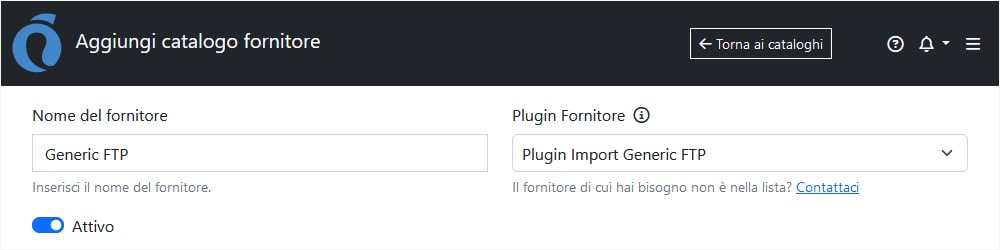 Configurazione Plugin generico FTP ImporterONE Configurazione Plugin generico FTP ImporterONE