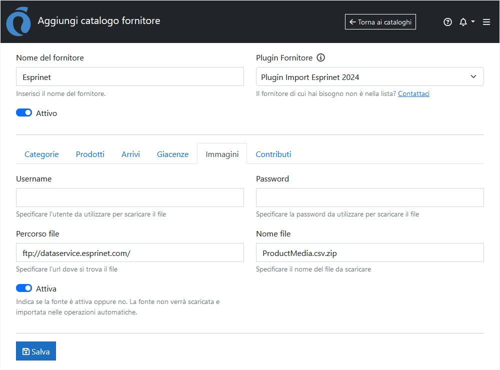 Configurazione Esprinet ImporterONE Configurazione Esprinet ImporterONE