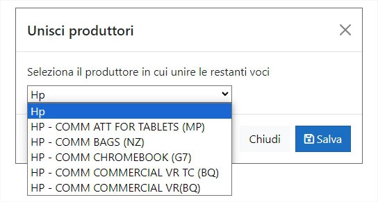 Mapping ImporterONE: elenco produttori Mapping ImporterONE: elenco produttori