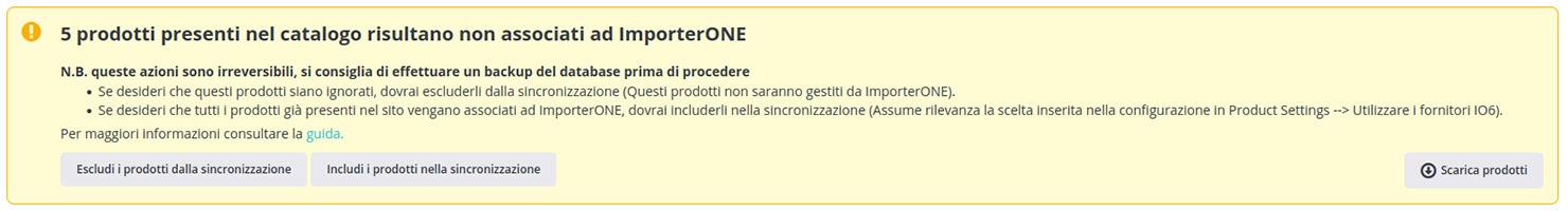 Prodotti non associati ad ImporterONE Prodotti non associati ad ImporterONE