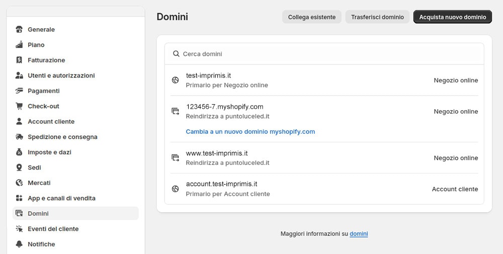 Nome store Shopify configurazione ImporterONE Nome store Shopify configurazione ImporterONE